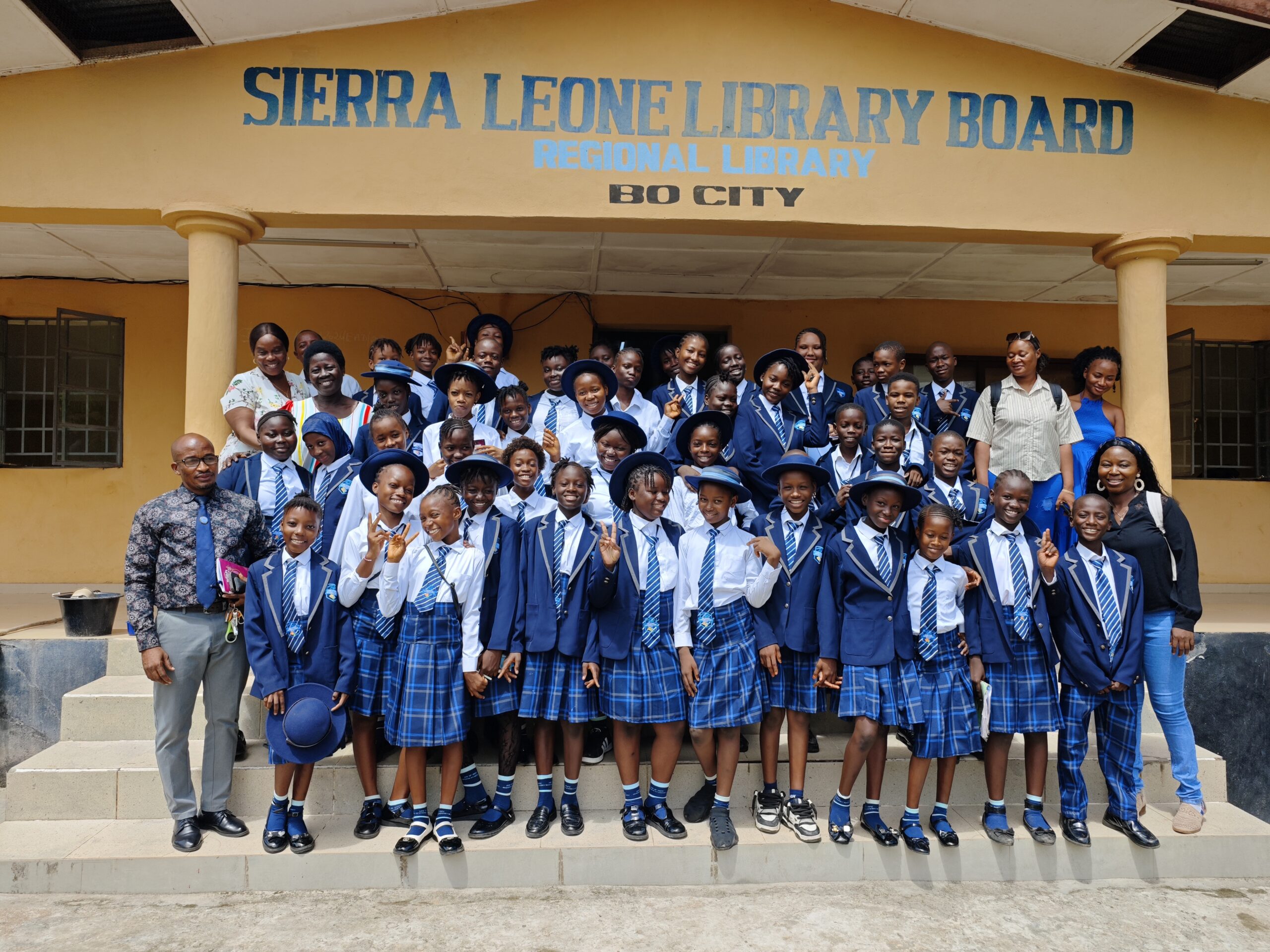 Ark of Hope Modern Academy students and staff on a school community outing in Bo City